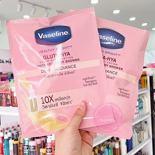 Kem tắm trắng Vaseline Gluta-Hya Whitening Body Dewy Radiance Shower 120g( không có tem phụ- không xuất hóa đơn đỏ )