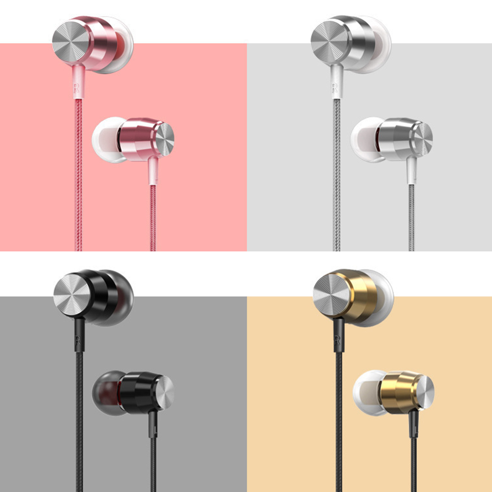 Tai Nghe Kim Loại Nhét Tai Âm Thanh Nổi Có Dây 3.5mm Cho Điện Thoại Thông Minh Với Micrô Nội Tuyến