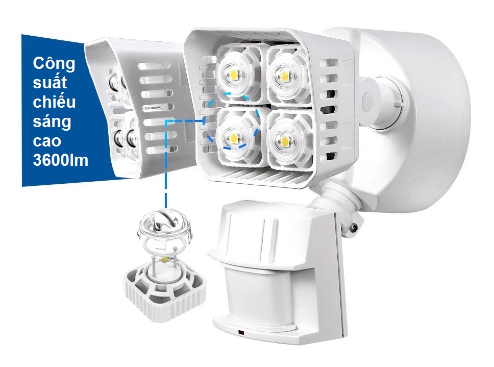 Đèn Pha Led Cảm Ứng Chống Trộm Ngoài Trời 36W JW-36W