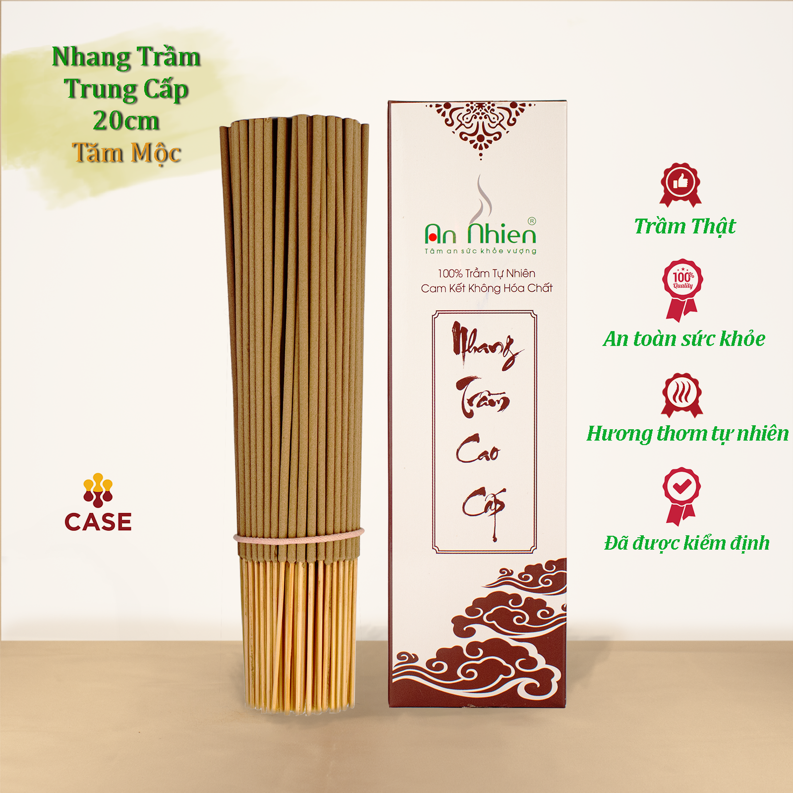 Nhang Trầm Hương An Nhiên Trung Cấp, Hương, Nhang Thờ Cúng Sạch An Toàn, Thơm Phòng, Tự Nhiên, Loại Ngắn 20 cm - 150 Que