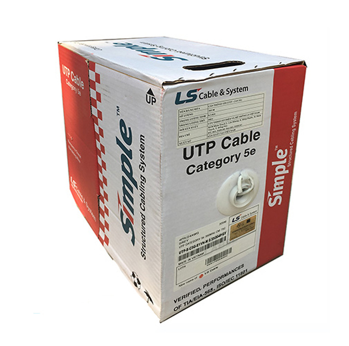 Thùng Cáp Mạng LS CAT5e UTP , 24AWG, lõi đồng đặc, 4 đôi, vỏ PVC - Hàng Chính Hãng