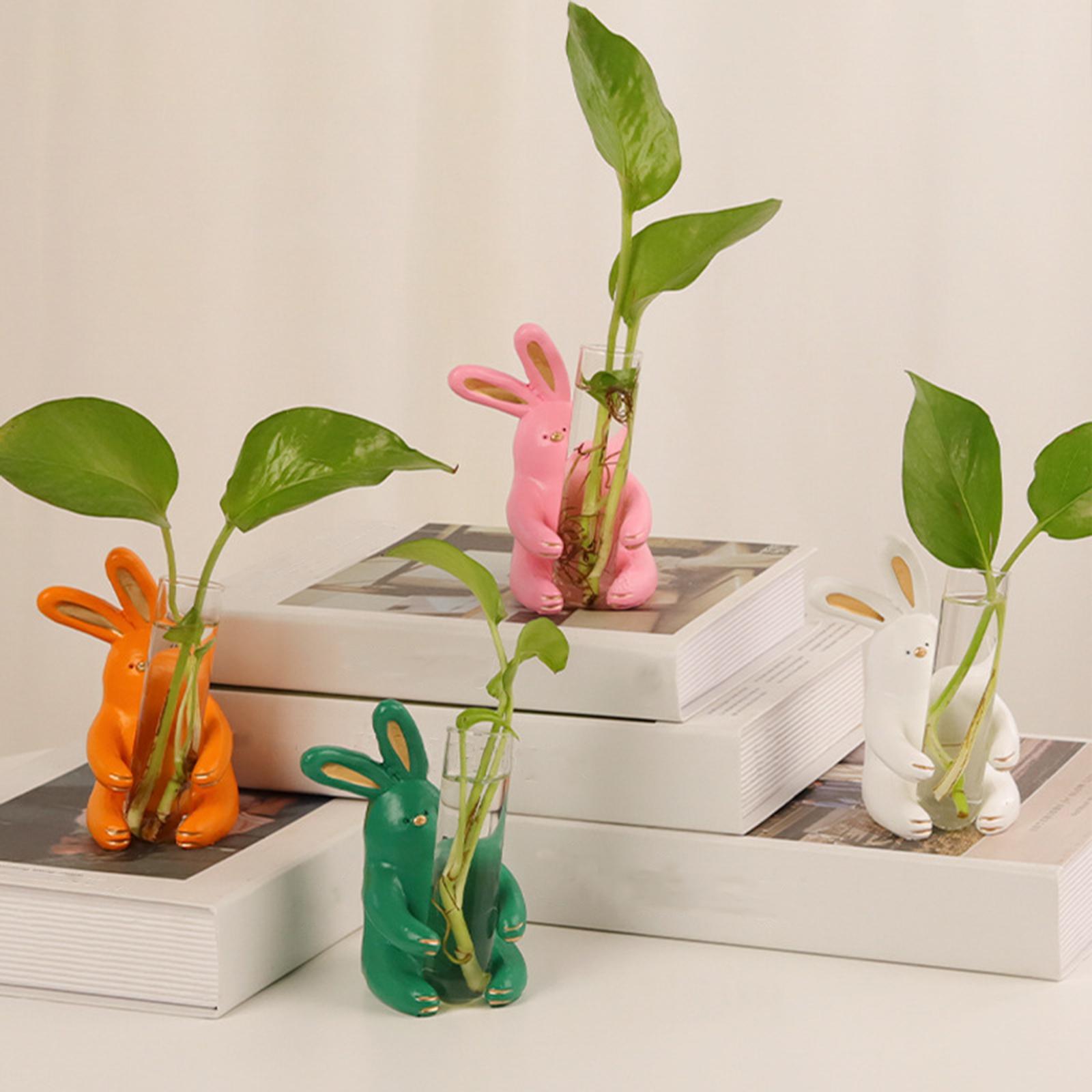 Clear Bud Vase Test Tube Flower Bud Vase Plant Terrarium Vase for Desktop White