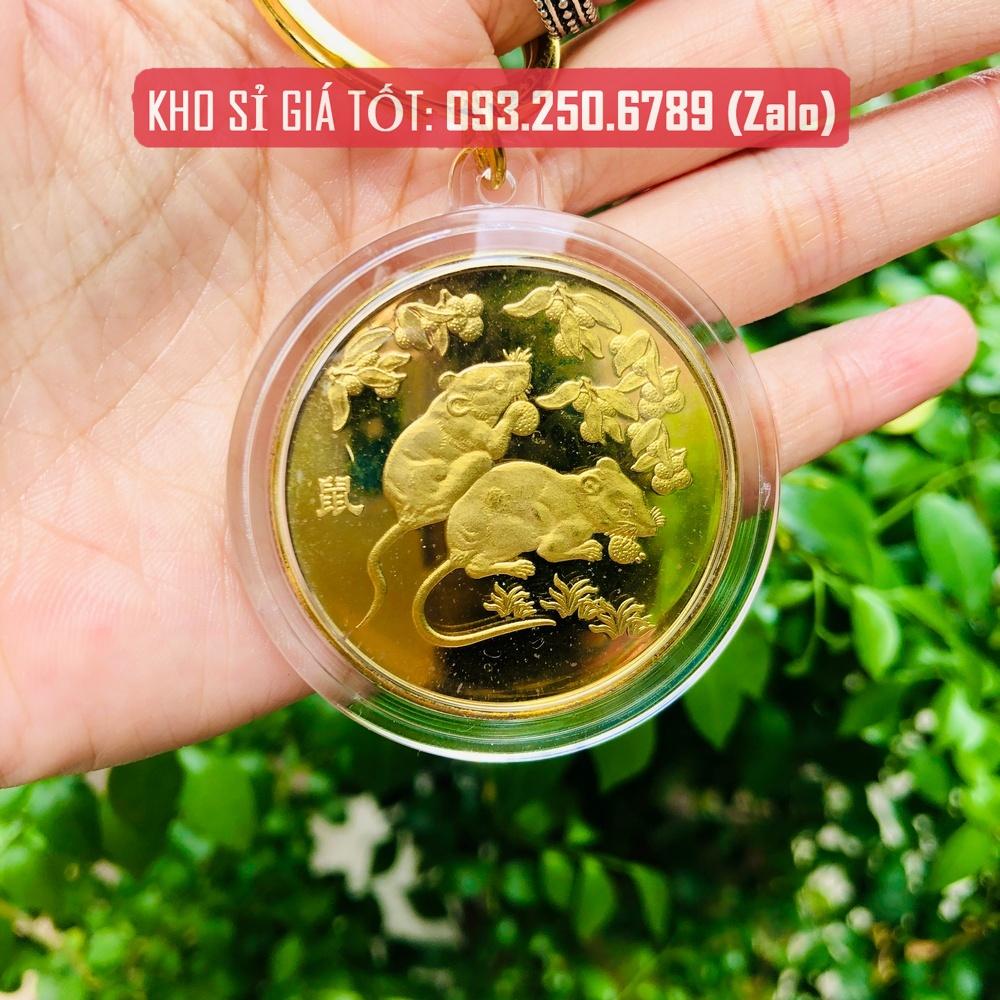 Móc Khóa 12 Con Giáp CON CHUỘT - TÝ Đồng Xu Phong Thủy May Mắn - Ecoins