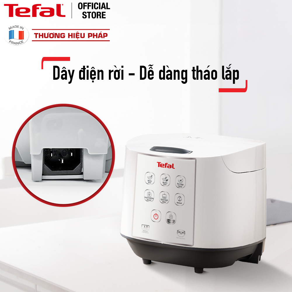 Nồi cơm điện tử Tefal RK733168 - 1.8L 750W - Lòng nồi niêu vân đá cao cấp - Giữ ấm 12 tiếng - Công nghệ Fuzzy Logic - Hàng chính hãng