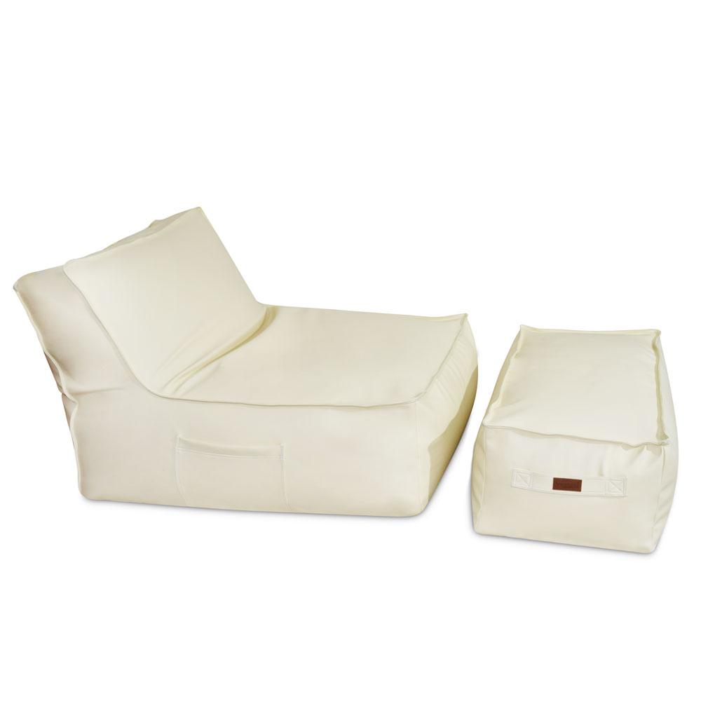 Bộ Sofa Lười Hạt Xốp Sonata ( Sofa Sonata Beanbag)  Màu Trắng Chất Liệu Simily Bao Gồm Gác Chân - The Beanbag House