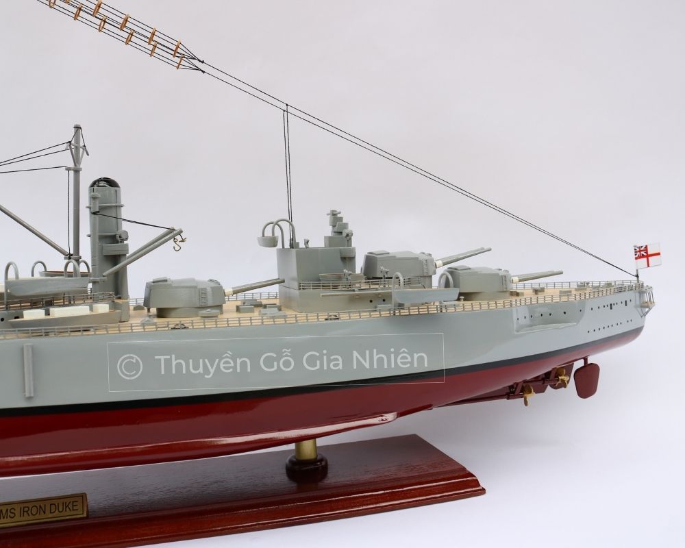 Mô Hình Thuyền Gỗ Phong Thủy Dạng Thuyền Chiến HMS Iron Duke Chính Hãng Hàng Xuất Khẩu Chất Lượng Cao