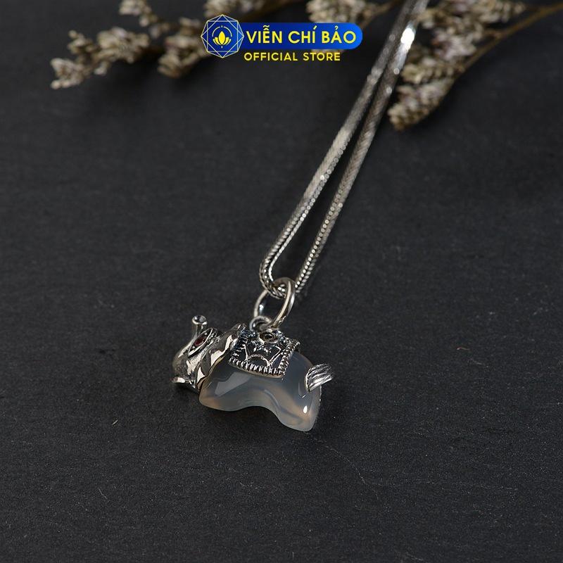 Mặt dây chuyền bạc nữ Voi đá mã não chất liệu bạc 925 thời trang phụ kiện trang sức nữ Viễn Chí Bảo M000225