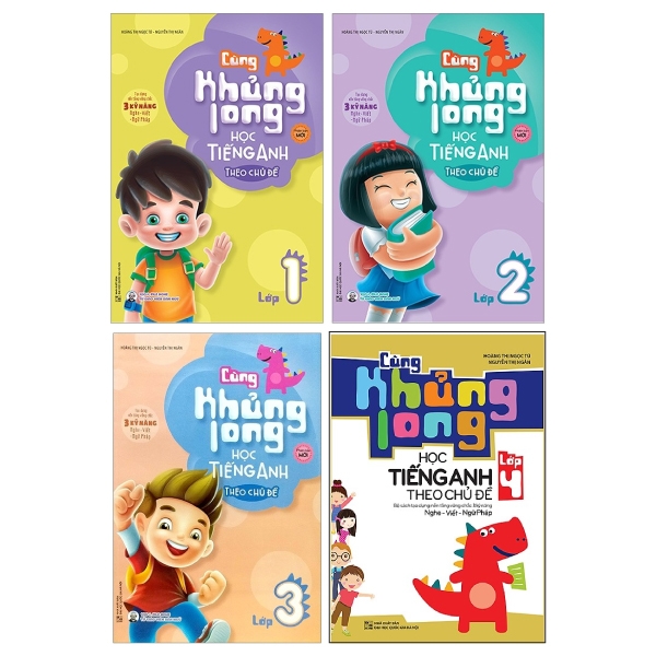 Combo Cùng Khủng Long Học Tiếng Anh Theo Chủ Đề: Lớp 1 + 2 + 3 + 4 (Bộ 4 Cuốn)