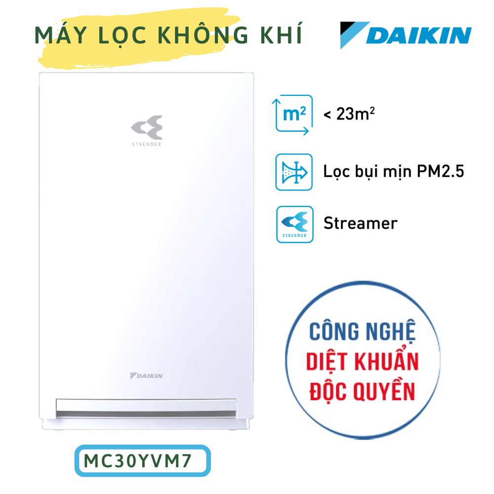 Máy lọc không khí Daikin MC30YVM7 hàng chính hãng/ diện tích áp dụng 23m2/lọc đến 99,97% bụi mịn