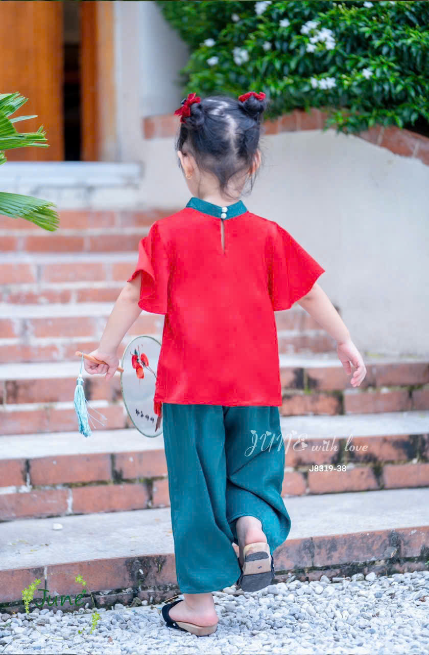 Bộ bà ba sườn xám cho bé gái diện trung thu năm mới từ 10-40kg hàng thiết kế