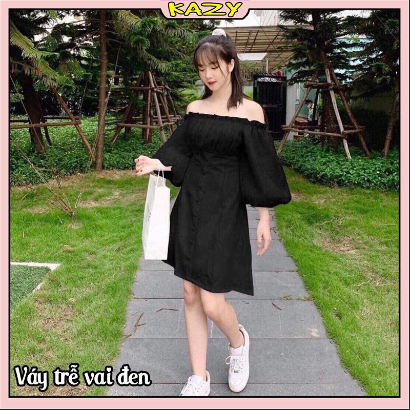 Váy trễ vai tay phồng cute phong cách Hàn Quốc KAZY STORE V029