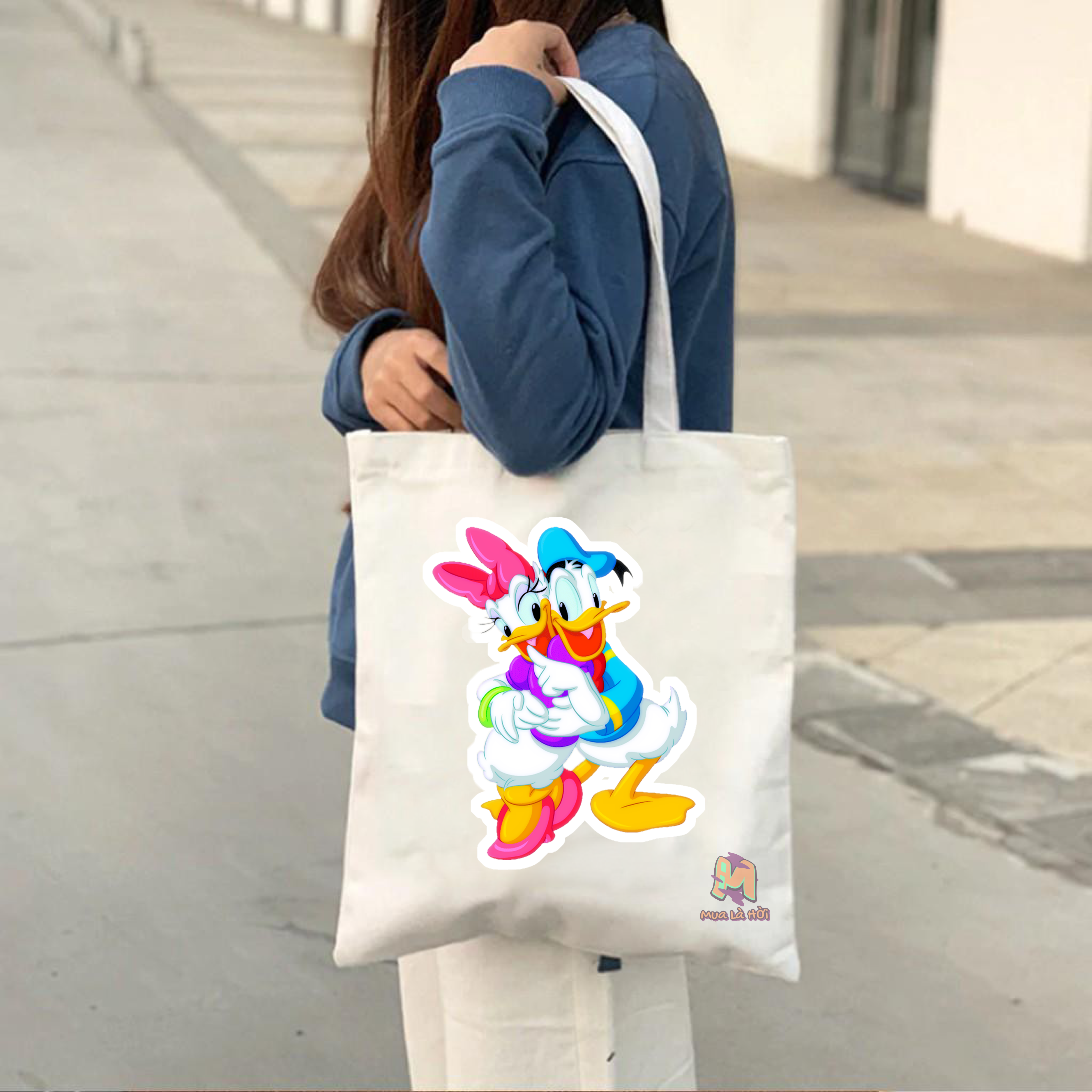 Túi Tote in hình chủ đề Vịt Donald &amp; Vịt Daisy