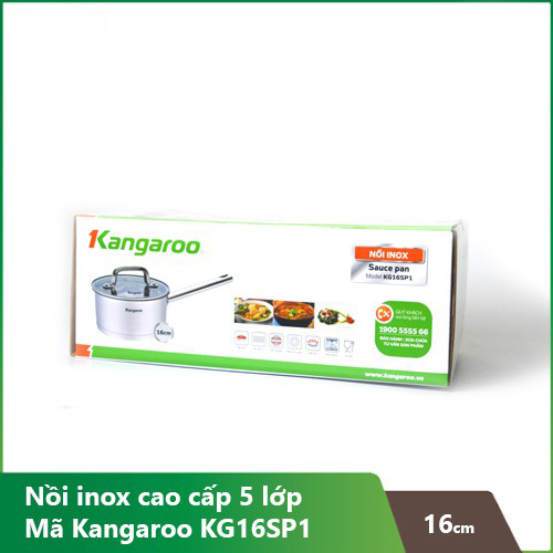 Nồi inox Kangaroo vung kính có tay cầm KG16SP1 (size 16cm)