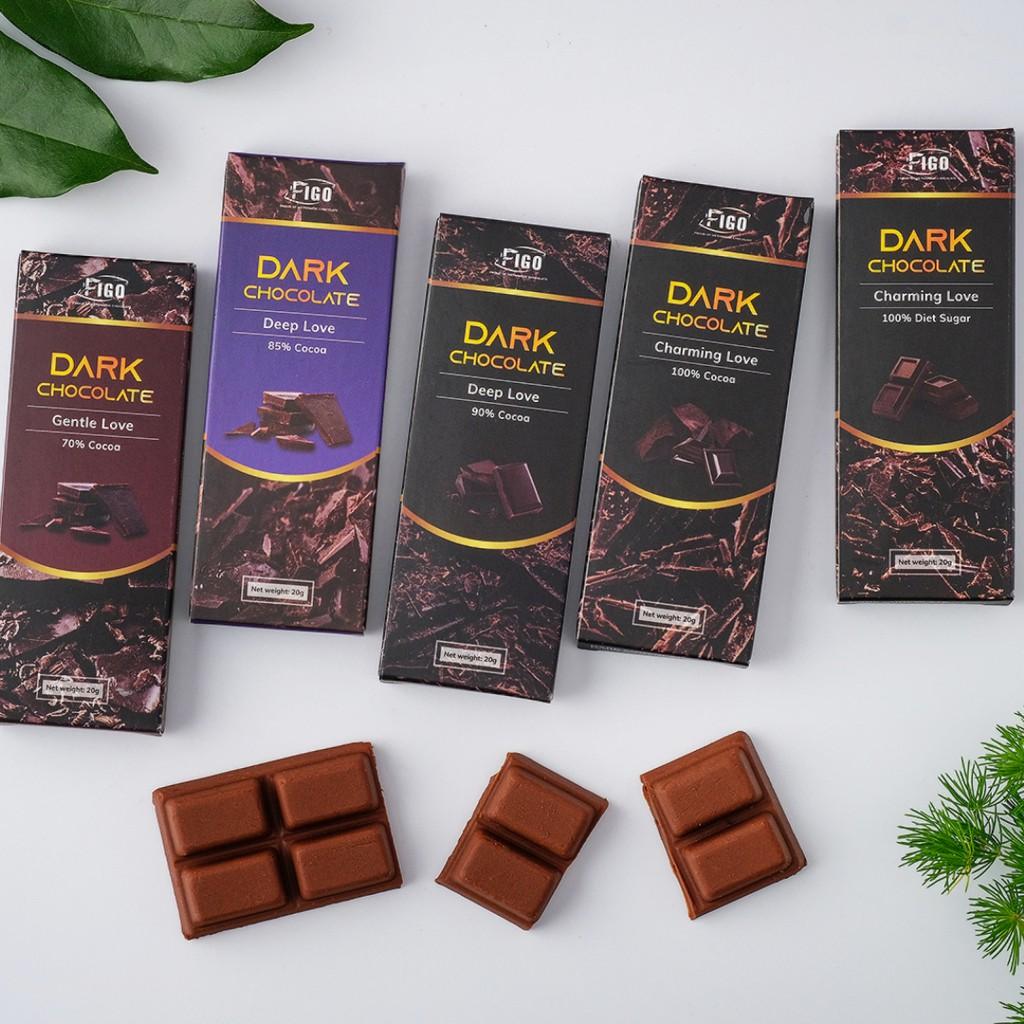 Kẹo Socola đen đắng 85% cacao ít đường thỏi 20g FIGO, ĐỒ ĂN VẶT KETO, DAS, ĂN KIÊNG