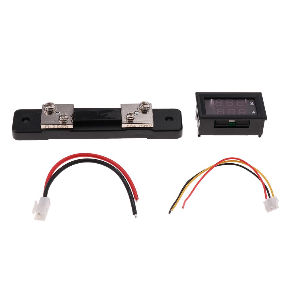 DC 0-100V 50A Voltmeter Ammeter LED Digital Amp Volt Meter Gauge w/ Shunt