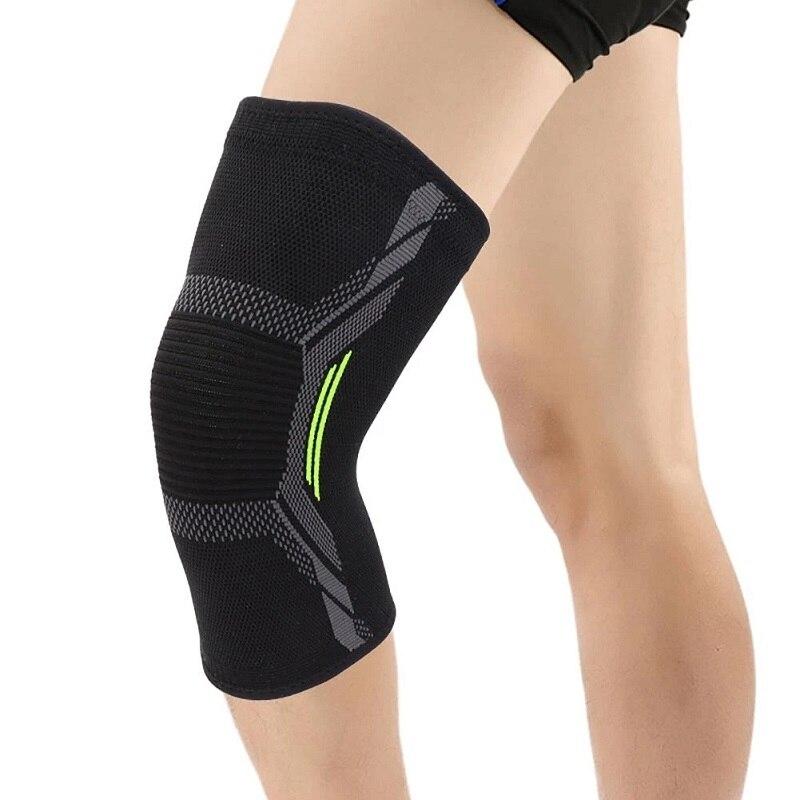 Miếng đệm đầu gối đơn Dệt kim nylon Thể thao Cưỡi đồ bảo hộ Chạy bóng rổ Nhảy dây Ấm áp Chống lạnh Miếng lót chân Color: 1 Piece Black Size: XXL