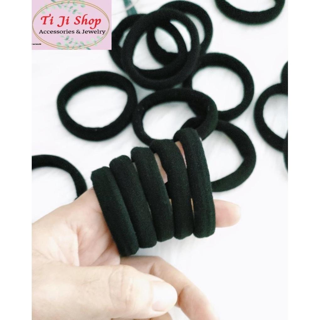 Set 6 sợi thun cột tóc loại 1 trơn lớn, buộc tóc mịn dày bền chắc