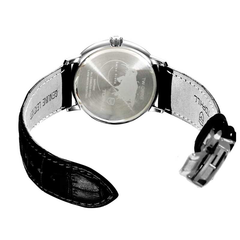 ĐỒNG HỒ TOPHILL TW085G.PB1162 Dây da và vỏ thép 316L, máy pin, kính sapphire