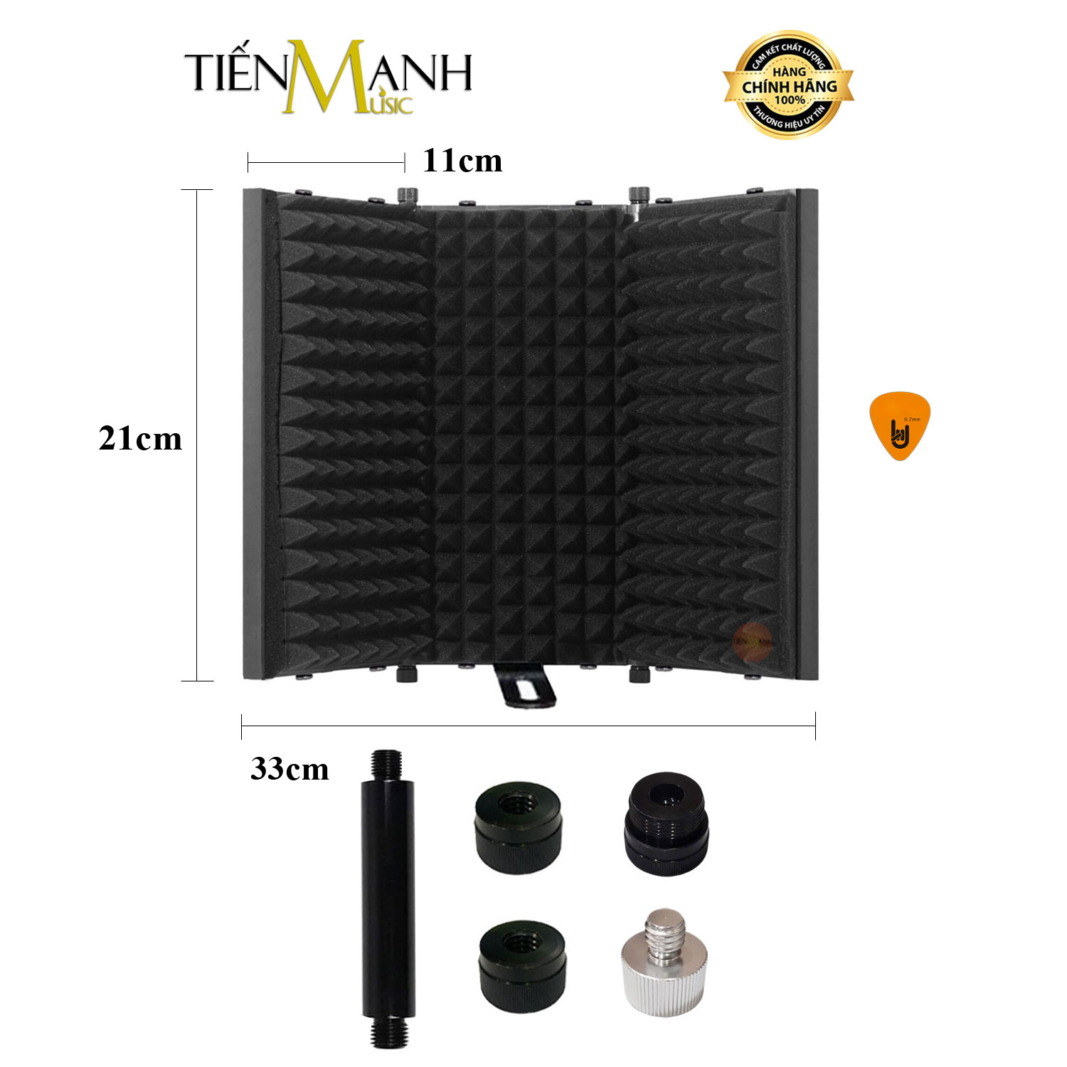 Màng Vách Chắn Tiêu Âm Cho Micro Phòng Thu Loại 3 Cánh Dr.Mic SIC-03N Mic Vocal Booth Màn Tấm Khung Vành Chống Dội, Vang, Tiếng Ồn Hàng Chính Hãng - Kèm Móng Gẩy DreamMaker