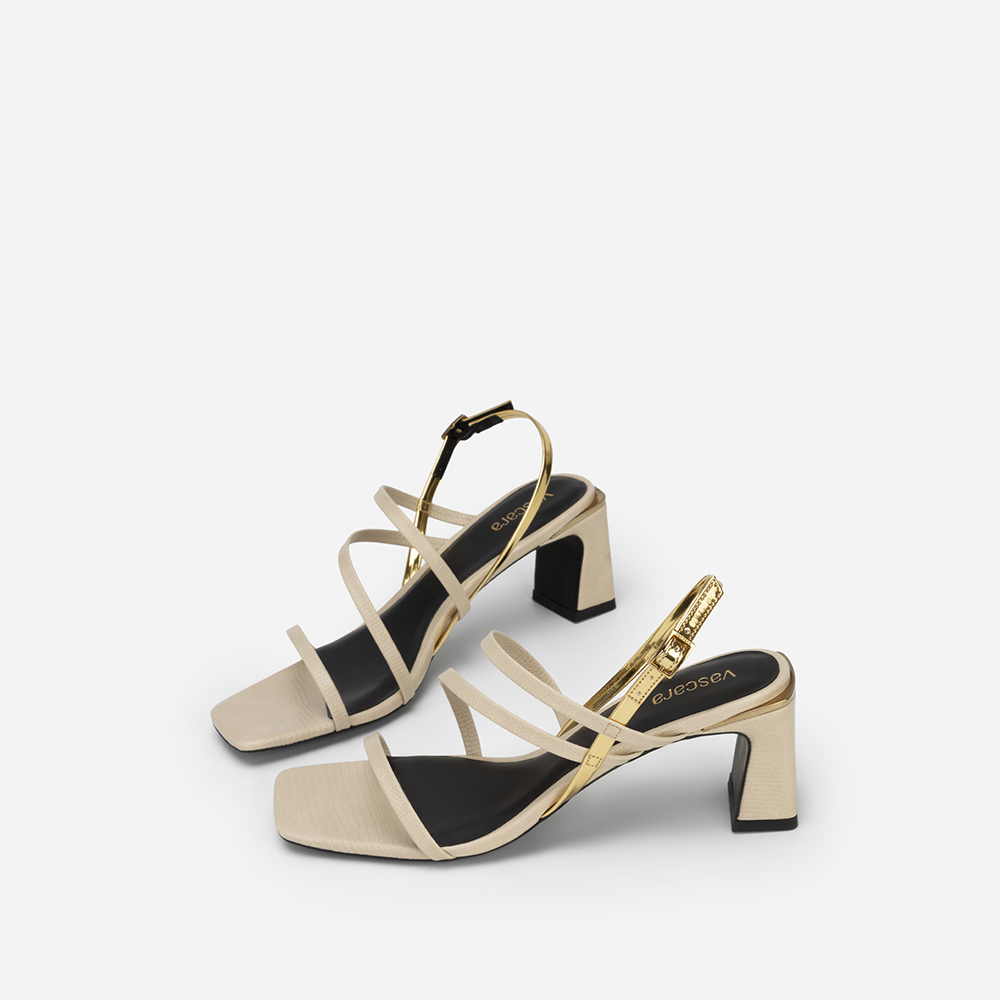Vascara Giày Sandal Multi-Strap Phối Metallic Slingback - SDN 0748