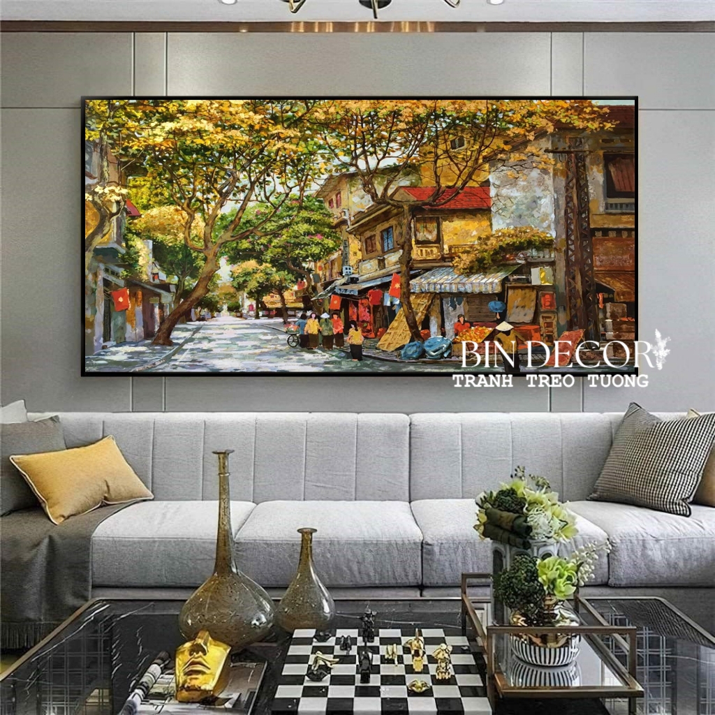 (HCM) Tranh treo tường tráng gương phong cảnh Hà Nội kèm đinh treo chuyên dụng