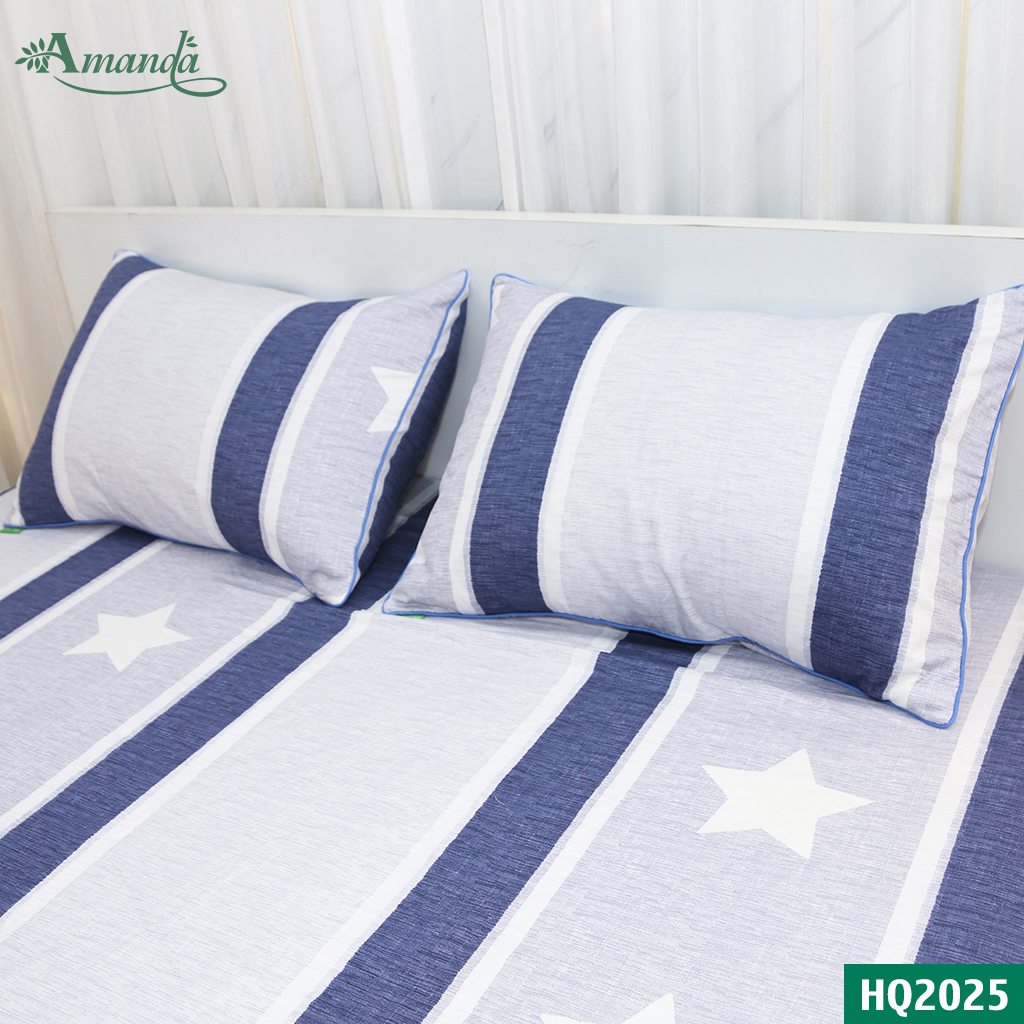 Vỏ gối nằm Amanda HQ2025, 100%  cotton lụa satin Hàn Quốc chất liệu vải không co rút biến dạng sau nhiều lần giặc