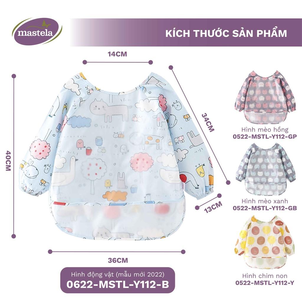 Áo yếm máng dài tay Cotton chống thấm nước cho bé tập ăn, tập vẽ Mastela size từ 6-36 tháng