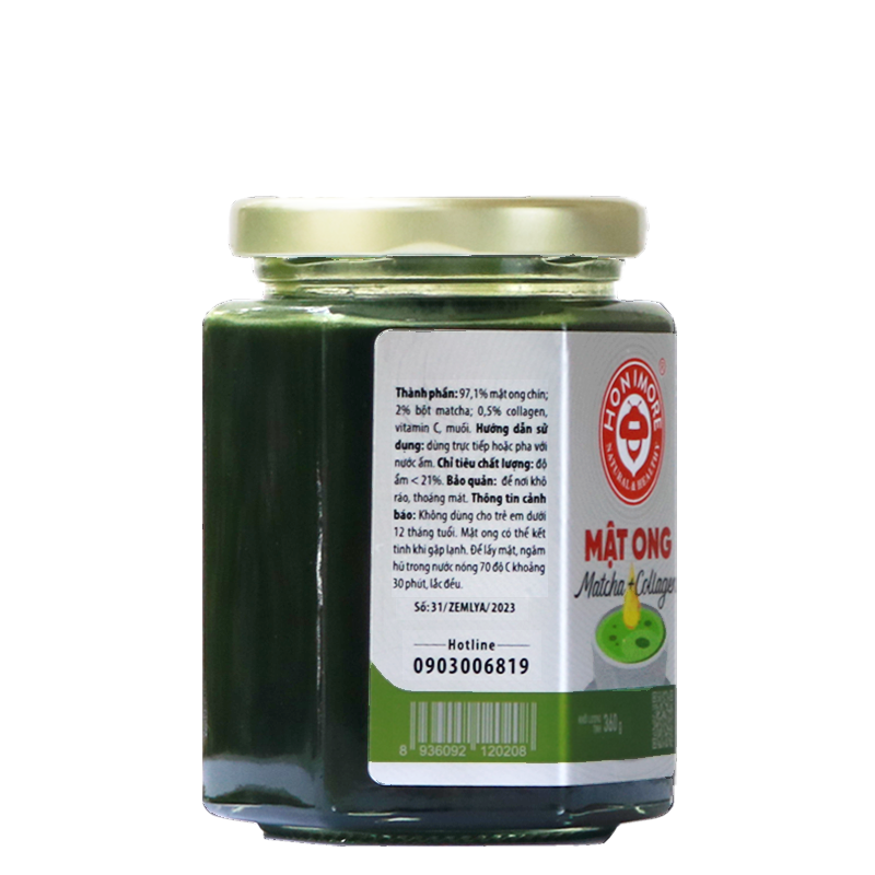 Mật ong Matcha Collagen - Honimore 360g/hủ - tiện lợi, chống lão hoá,thanh lọc cơ thể