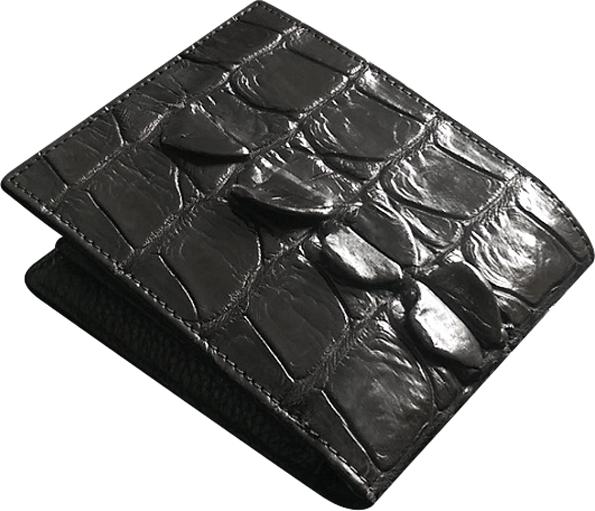 Ví Da Cá Sấu Đuôi Gai To - Đen