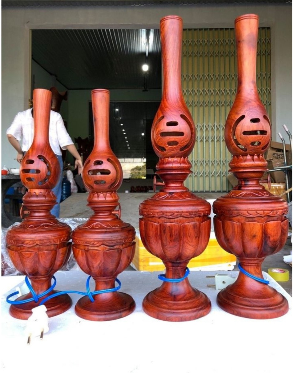Cặp đèn cầy gỗ hương - Kích thước -50cm