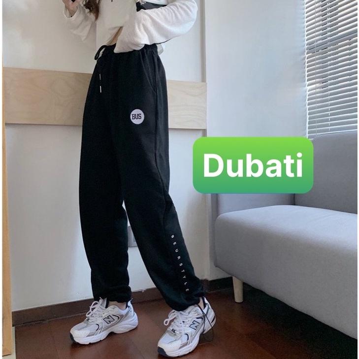 QUẦN JOGGER THỂ THAO CHỮ BUS CHẤT NỈ DA CÁ NAM NỮ CÓ BO PHONG CÁCH CAO CẤP -DUBATI FASHION