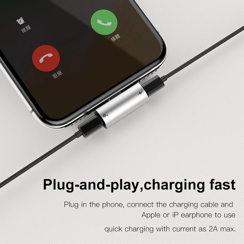 Jack chuyển cổng Lightning 1 thành 2 có hỗ trợ đàm thoại-  Baseus L46 hỗ trợ âm thanh và đàm thoại cho iPhone/ iPad - Hàng Chính Hãng