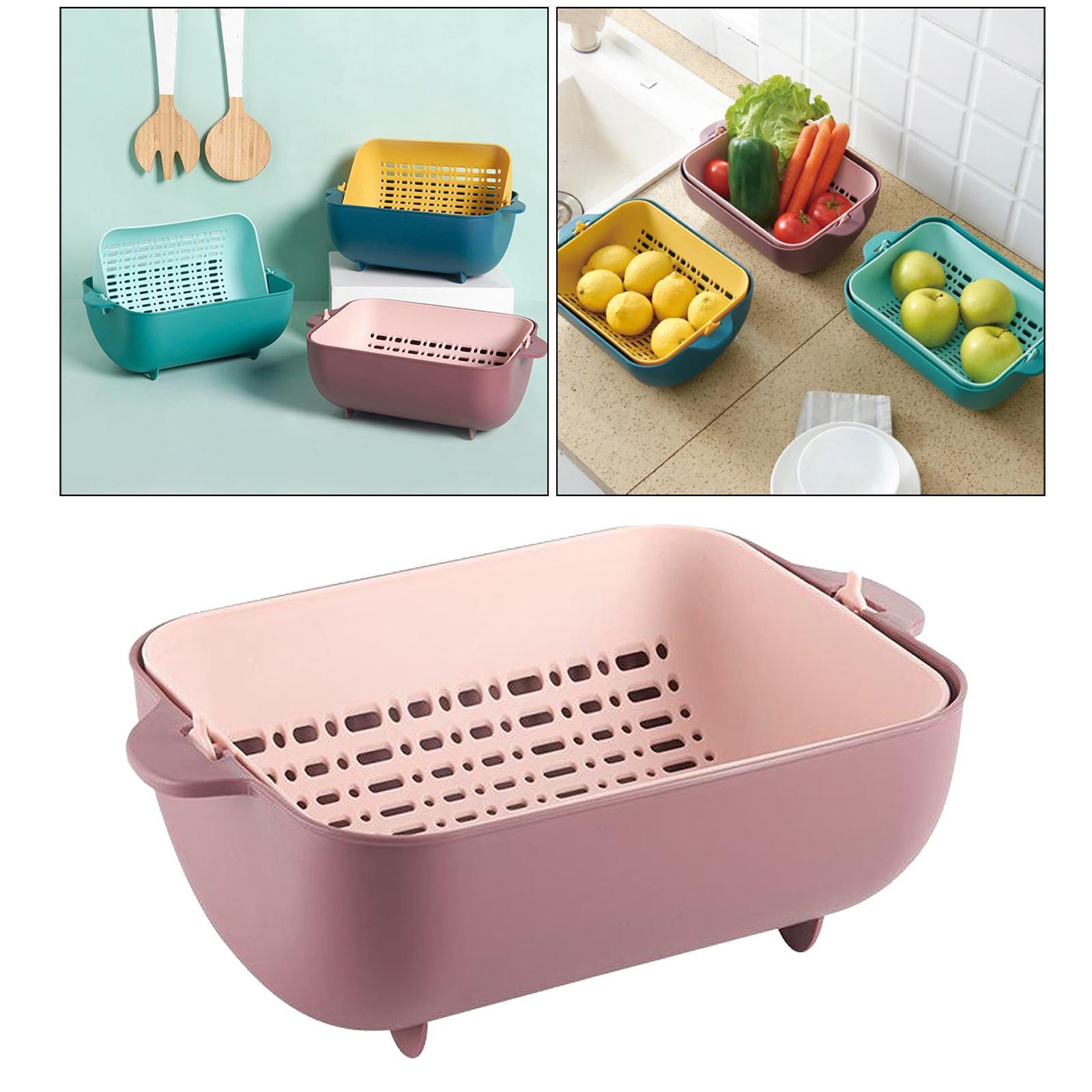 2in1 Kitchen Colander/Filter Bowl Double-layer Drain Basin Clean