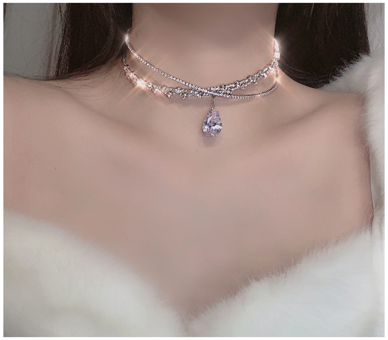 Cài tóc đính đá giọt nước đa năng, choker đính dá