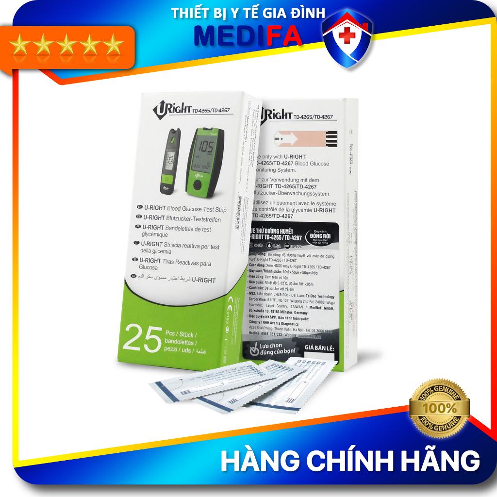 Hộp 25 Que thử đường huyết dùng cho máy URight TD-4265/TD-426