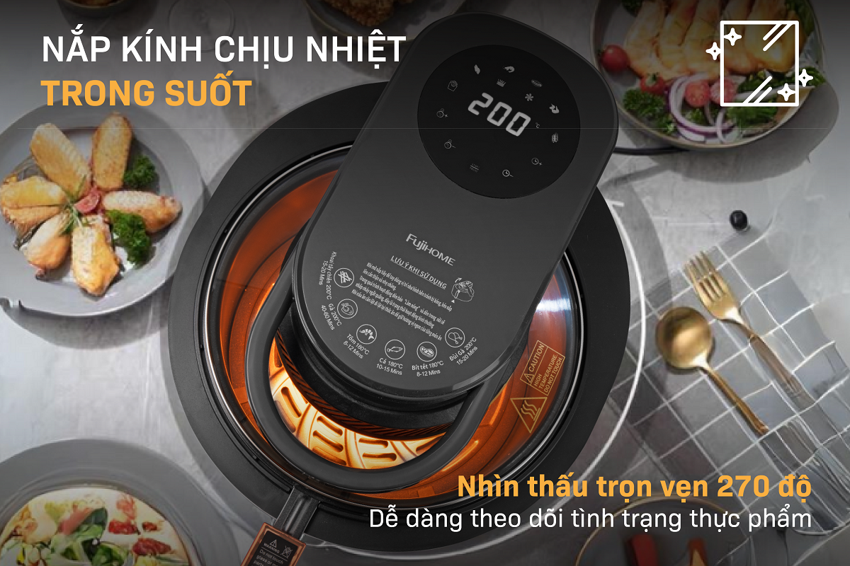 NỒI CHIÊN KHÔNG DẦU FUJIHOME AG6D 6LÍT- Hàng Chính Hãng