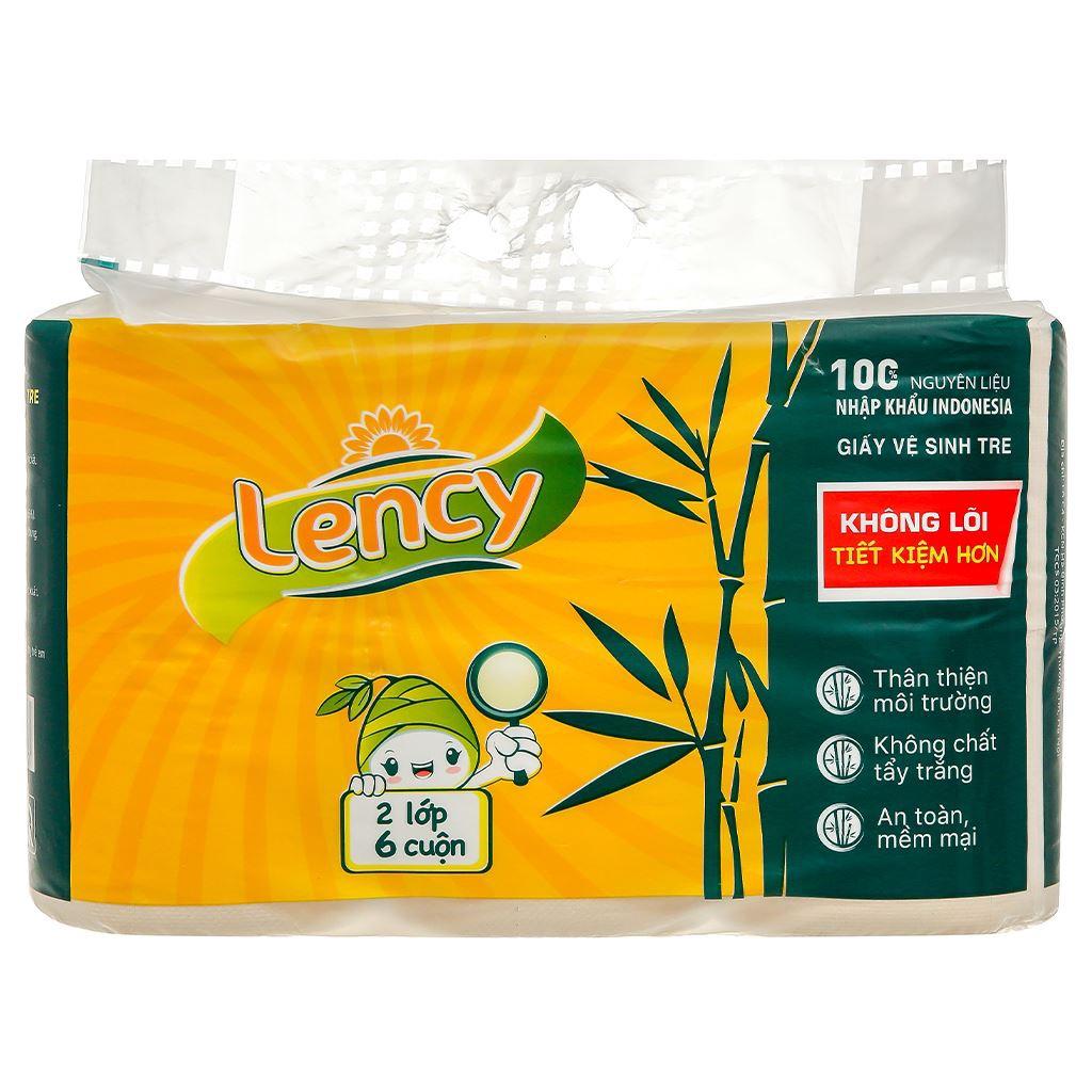 GIẤY VỆ SINH TRE KHÔNG LÕI LENCY LỐC 6 CUỘN - 2 LỚP – 31M