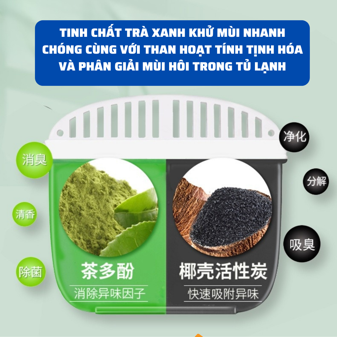 Khử mùi tủ lạnh than hoạt tính thiên nhiên Hương Trà Xanh giúp khử mùi hôi diệt khuẩn hiểu quả an toàn sức khỏe K90