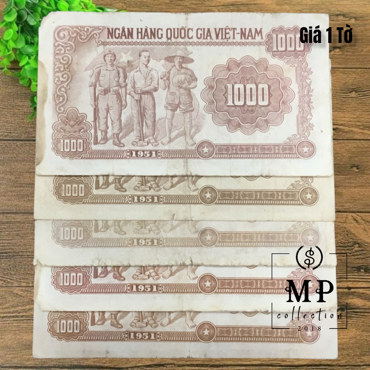 Tờ tiền hình bác Hồ mệnh giá 1000 đồng 1951 nông dân, công nhân và binh sĩ.