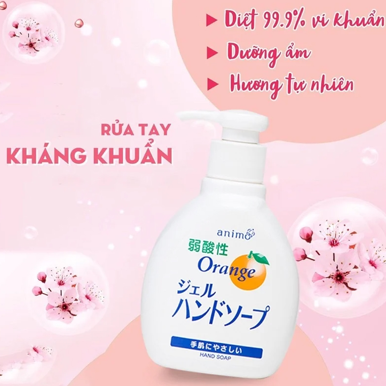 Nước rửa tay kháng khuẩn hương Cam Animo Orange Hand Soad Nhật Bản 200ml