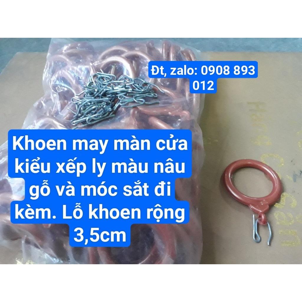 Khoen May Màn Cửa Kiểu Xếp Ly Màu Nâu Gỗ