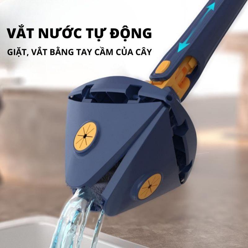 Chổi lau nhà đa năng tam giác tự vắt  xoay 360 độ tặng kèm 1 miếng lau