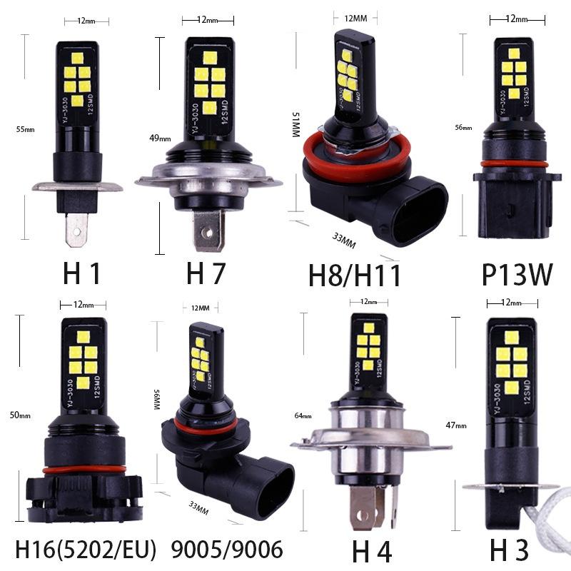 2 Bóng Đèn Led H1 H3 H4 H7 H11 H8 3030smd 9005 9006 Dc12V Ánh Sáng Trắng Cho Xe Hơi
