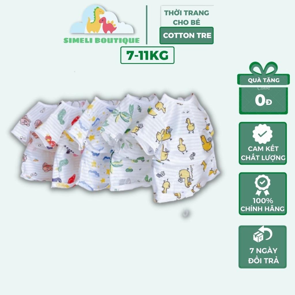 Bộ Cộc Tay Cotton Sợi Tre Loại Mềm Mịn Cho Bé 7-11kg (QATE004)