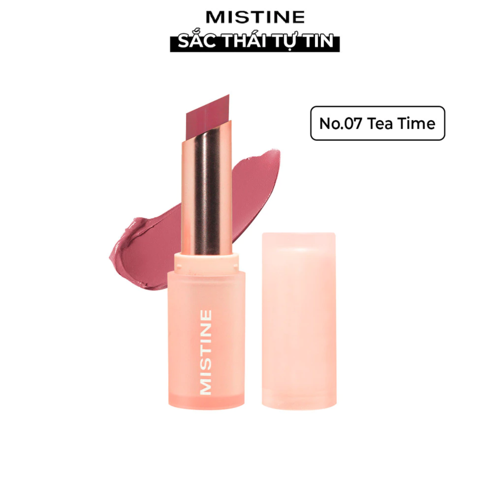 Son lì lâu trôi, mịn, che phủ viền môi, giúp môi mềm mại, tự nhiên chính hãng Mistine Pretty Me Semi Matte Lipstick 3.5g No.07