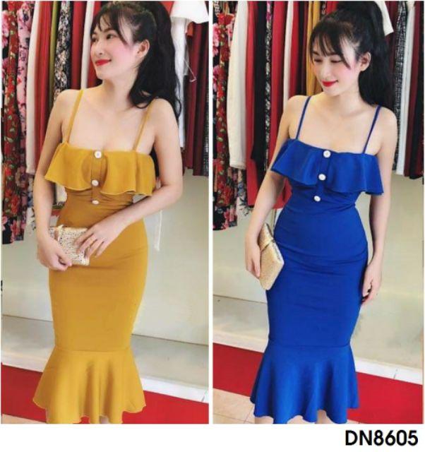 Đầm body 2 dây bèo ngực đuôi cá