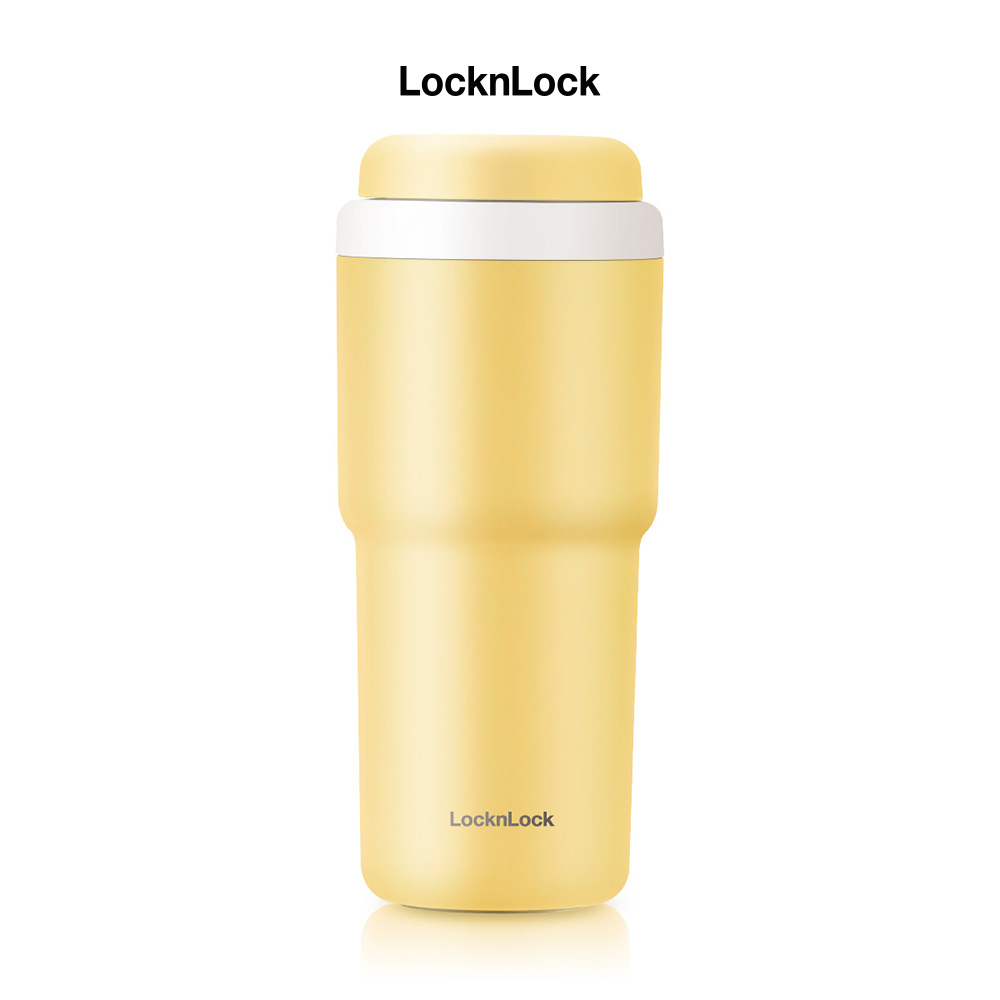 Bình Giữ Nhiệt Locknlock Daily Macaron Lhc3292 - Nắp Mở Một Chạm - Dung Tích 480Ml - Màu Vàng