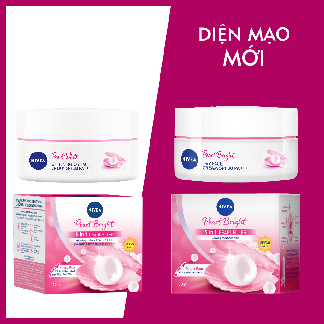 Kem dưỡng trắng da ban ngày NIVEA Pearl Bright chiết xuất ngọc trai SPF33 PA+++ (50ml) - 82335