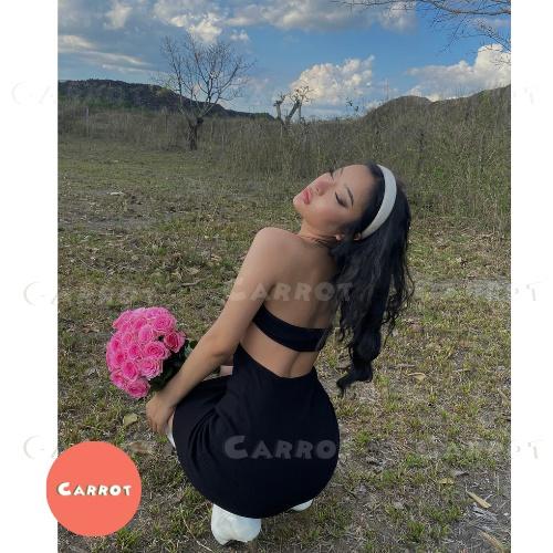 Đầm body sexy 2 dây hở lưng váy ôm đen cut-out thun sang chảnh đi dạo phố carrotxinhdep