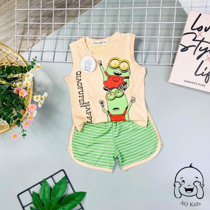 Bộ Ba lỗ THUN LẠNH MINKY MOM & MINLY BABY In Hình Toàn Thân Dễ Thương Cho Bé 25-32kg {Hàng chuẩn loại 1